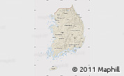 Shaded Relief Map of South Korea, cropped outside