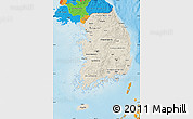 Shaded Relief Map of South Korea, political outside, shaded relief sea