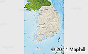 Shaded Relief Map of South Korea, satellite outside, shaded relief sea