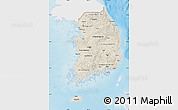Shaded Relief Map of South Korea, single color outside