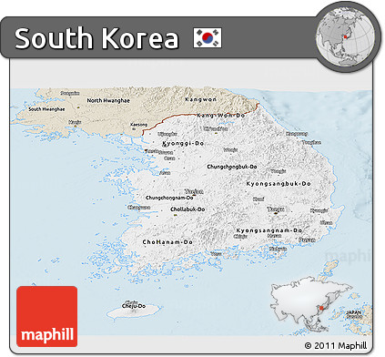 Classic Style Panoramic Map of South Korea