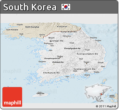Classic Style Panoramic Map of South Korea