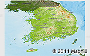 Physical Panoramic Map of South Korea, darken, land only