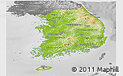 Physical Panoramic Map of South Korea, desaturated