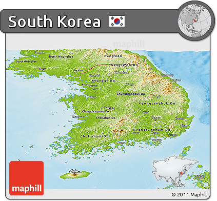 Physical Panoramic Map of South Korea
