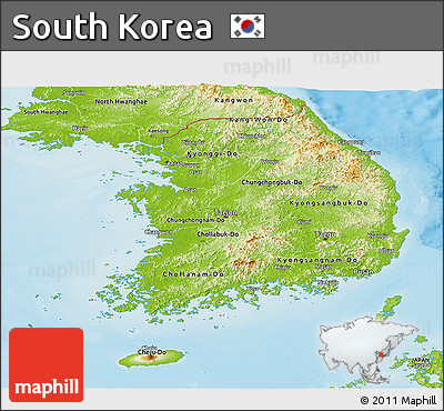 Physical Panoramic Map of South Korea