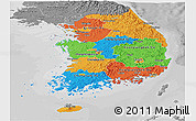 Political Panoramic Map of South Korea, desaturated