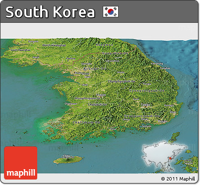 Satellite Panoramic Map of South Korea