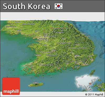 Satellite Panoramic Map of South Korea