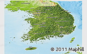 Satellite Panoramic Map of South Korea, physical outside