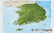 Satellite Panoramic Map of South Korea, shaded relief outside