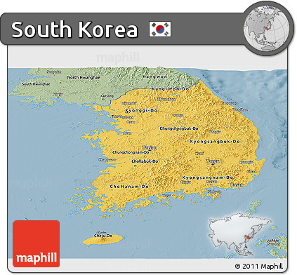 Savanna Style Panoramic Map of South Korea