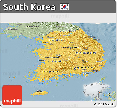 Savanna Style Panoramic Map of South Korea