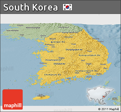 Savanna Style Panoramic Map of South Korea