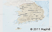 Shaded Relief Panoramic Map of South Korea, lighten