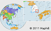 Political Location Map of Pusan, highlighted country