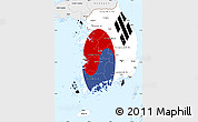 Flag Simple Map of South Korea, single color outside, borders and labels