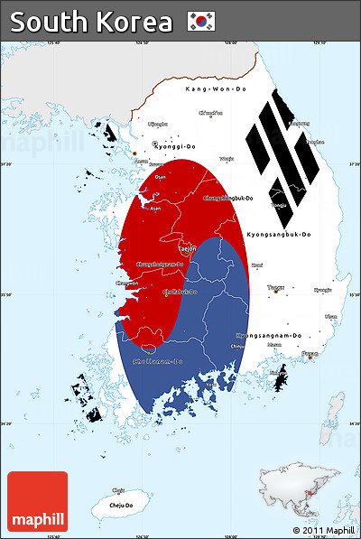 Flag Simple Map of South Korea, single color outside