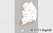 Gray Simple Map of South Korea, cropped outside