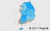Political Shades Simple Map of South Korea, cropped outside