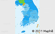 Political Shades Simple Map of South Korea, political outside