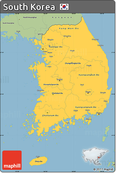 Savanna Style Simple Map of South Korea