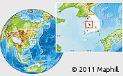 Physical Location Map of Taejon, highlighted country, within the entire country