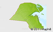 Physical 3D Map of Kuwait, single color outside, bathymetry sea