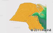Political 3D Map of Kuwait, single color outside, satellite sea
