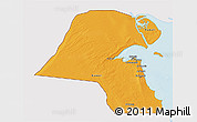 Political 3D Map of Kuwait, single color outside, shaded relief sea