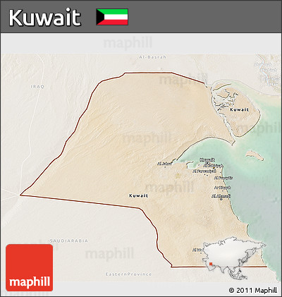 Satellite 3D Map of Kuwait, lighten