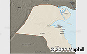 Shaded Relief 3D Map of Kuwait, darken, land only