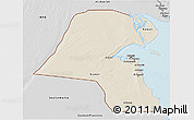 Shaded Relief 3D Map of Kuwait, desaturated, land only