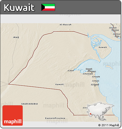 Shaded Relief 3D Map of Kuwait