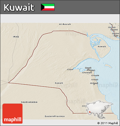 Shaded Relief 3D Map of Kuwait