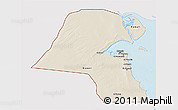 Shaded Relief 3D Map of Kuwait, single color outside