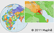 Political Location Map of Kuwait, highlighted country