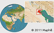 Satellite Location Map of Kuwait