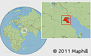 Savanna Style Location Map of Kuwait, highlighted country, within the entire country
