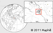 Gray Location Map of Kuwait, blank outside, hill shading inside