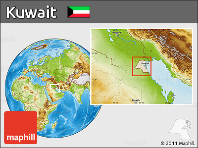 Satellite Location Map of Kuwait, physical outside