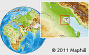 Satellite Location Map of Kuwait, physical outside