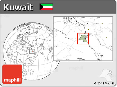 Savanna Style Location Map of Kuwait, blank outside, hill shading inside