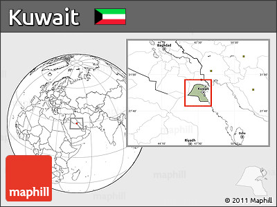 Savanna Style Location Map of Kuwait, blank outside, hill shading inside