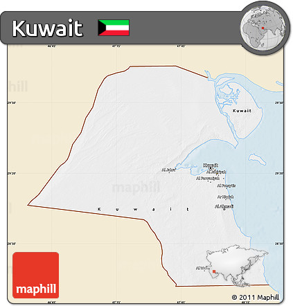 Classic Style Map of Kuwait, single color outside