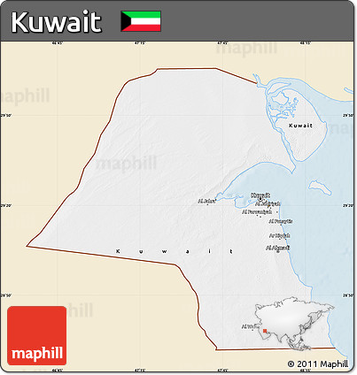 Classic Style Map of Kuwait, single color outside