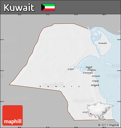 Gray Map of Kuwait, single color outside