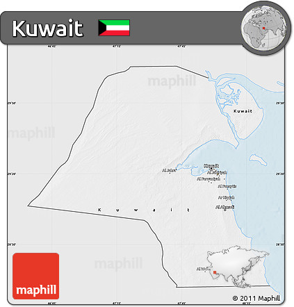 Silver Style Map of Kuwait, single color outside