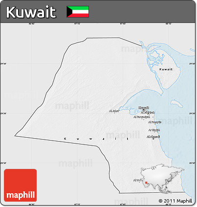 Silver Style Map of Kuwait, single color outside