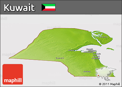 Physical Panoramic Map of Kuwait, cropped outside